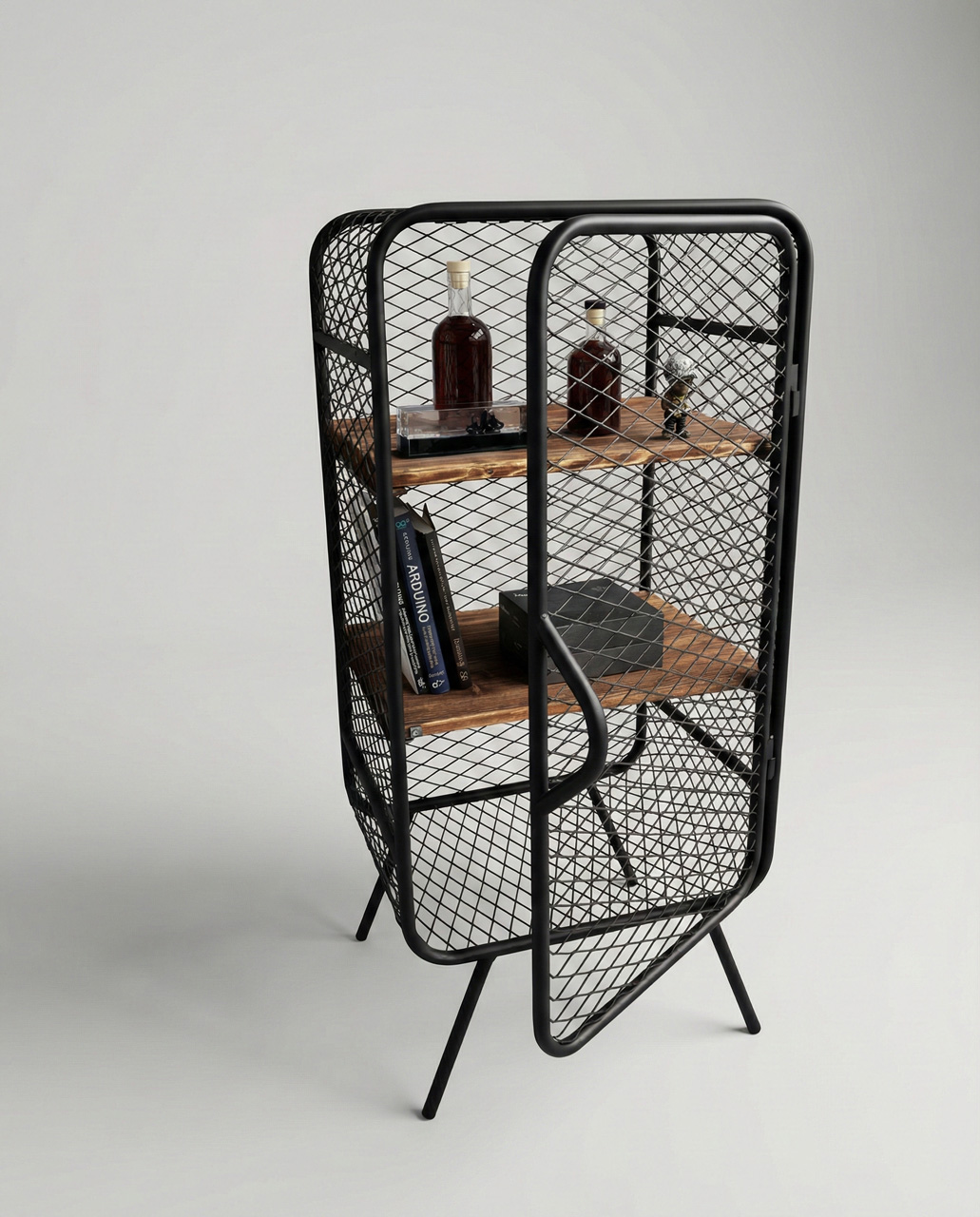 Лофт-шкаф с сеткой ПВЛ - вид спереди